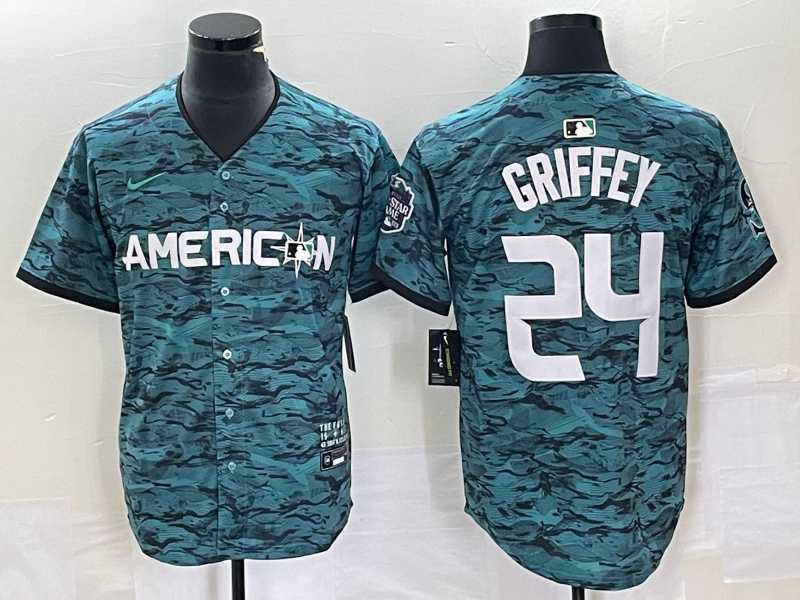 Mens Seattle Mariners #24 Ken Griffey Teal 2023 All Star Cool Base Stitched Jersey1